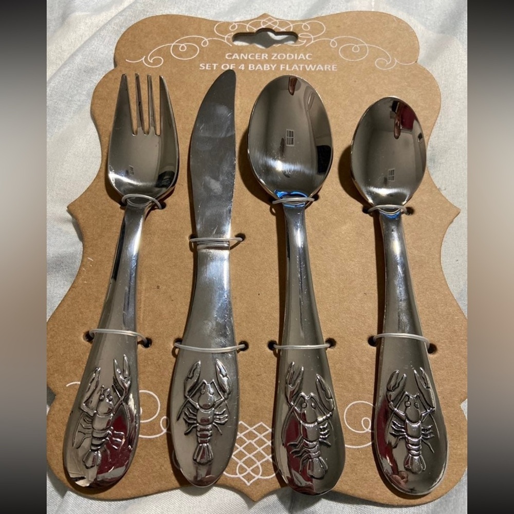 Zodiac sign cancer 4 pc baby flatware